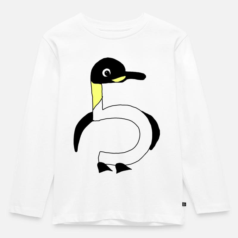 Pinguin 5 - Kinder Premium Bio Langarmshirt - Weiß