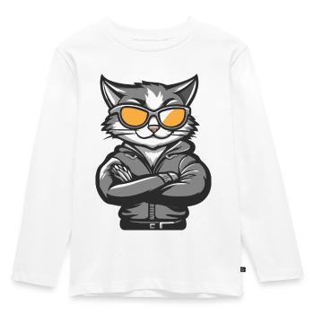 Cat Comic Cool - Kids' Premium Longsleeve Shirt - white - Front - AI Model Kid Female (0cm)