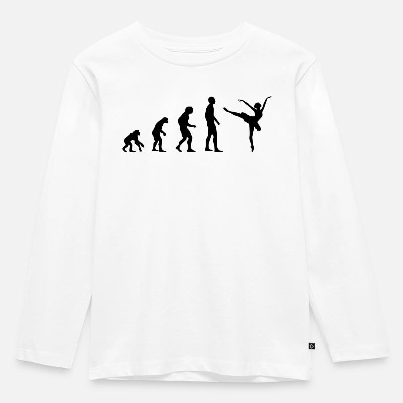 Ballerina Tänzer Ballett Evolution Geschenk - Kinder Premium Bio Langarmshirt - Weiß