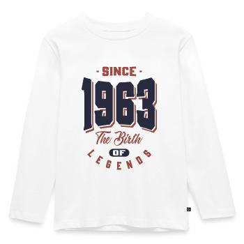 Born in 1963 Birthday - Kids' Premium Longsleeve Shirt - white - Front - AI Model Kid Female (0cm)