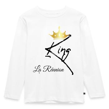 Réunionnais King Papa ou Fils Cadeau La Réunion - T-shirt manches longues Premium Enfant - blanc - Devant - AI Model Kid Female (0cm)