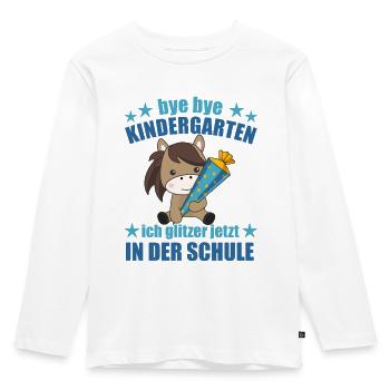 Pferd Schule Einschulung Kindergarten Pony - Kinder Premium Bio Langarmshirt - Weiß - Vorne - AI Model Kid Female (0cm)