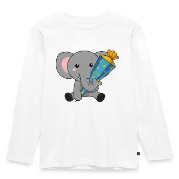 école elefant Scolarisation Kita 2021 Écolier - T-shirt manches longues Premium Enfant - blanc - Devant - AI Model Kid Female (0cm)