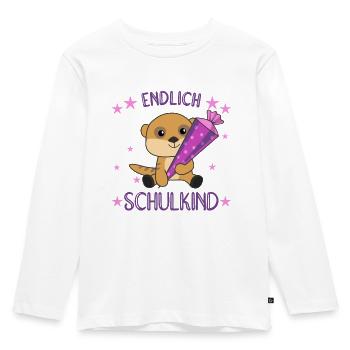 Endlich Schulkind Erdmännchen Schultüte Schule - Kinder Premium Bio Langarmshirt - Weiß - Vorne - AI Model Kid Female (0cm)