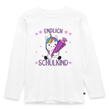Endlich Schulkind Einhorn Schultüte Schule - Kinder Premium Bio Langarmshirt - Weiß - Vorne - AI Model Kid Female (0cm)