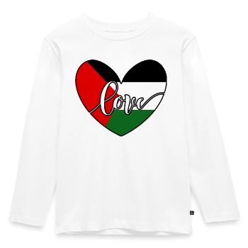 Love Palestine - Kinder Premium Bio Langarmshirt - Weiß - Vorne - AI Model Kid Female (0cm)