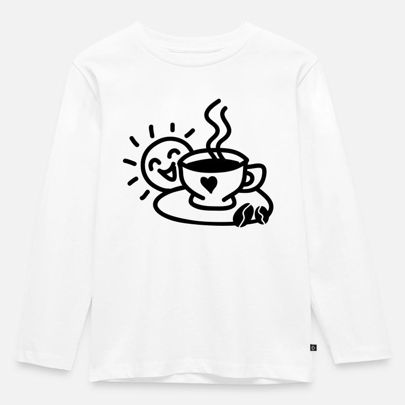 Kaffeetasse Liebe - Kinder Premium Bio Langarmshirt - Weiß