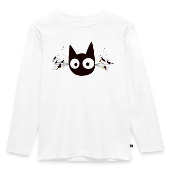 Chat preto - T-shirt manches longues Premium Enfant - blanc - Devant - AI Model Kid Female (0cm)