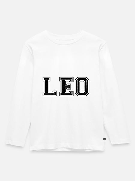 Leo - Kinder Premium Bio Langarmshirt - Weiß