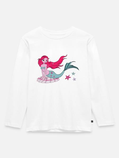 Meerjungfrau - Kinder Premium Bio Langarmshirt - Weiß