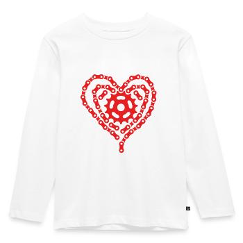 Bicycle heart made of chains - Kids' Premium Longsleeve Shirt - white - Front - AI Model Kid Female (0cm)