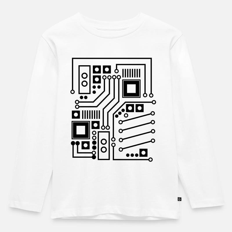 Platine Platinenmuster CPU Computer Shirt Geschenk - Kinder Premium Bio Langarmshirt - Weiß