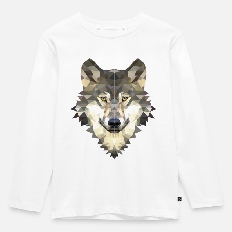 Polygon Wolf - Kinder Premium Bio Langarmshirt - Weiß