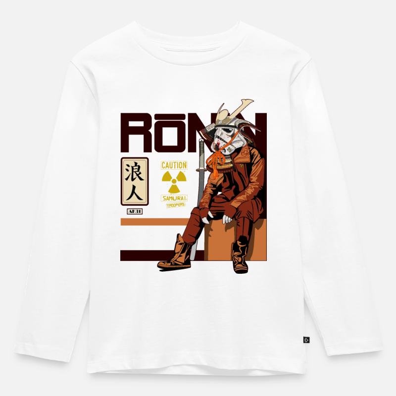 Ronin - Kinder Premium Bio Langarmshirt - Weiß