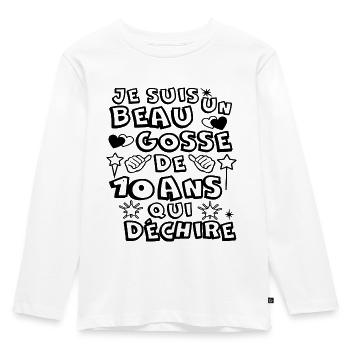 Anniversaire 10 ans- beau gosse 10 ans qui déchire - T-shirt manches longues Premium Enfant - blanc - Devant - AI Model Kid Female (0cm)