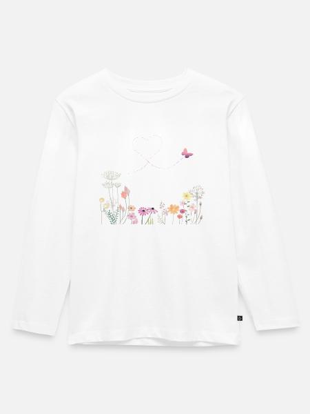 Blumenwiese - Kinder Premium Bio Langarmshirt - Weiß