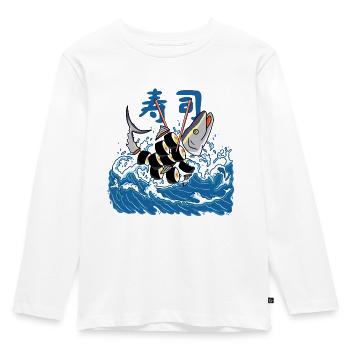 Sushi de thon dans la vague - T-shirt manches longues Premium Enfant - blanc - Devant - AI Model Kid Female (0cm)