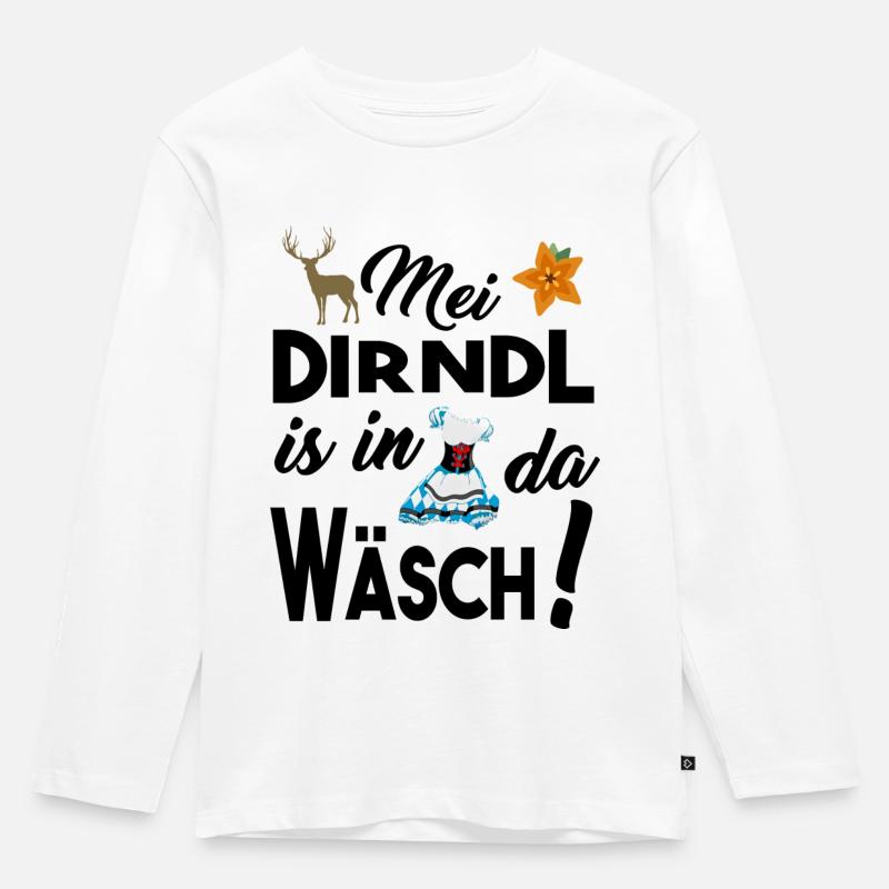 Dirndl Damen - Dirndl in da Wäsch - Kinder Premium Bio Langarmshirt - Weiß