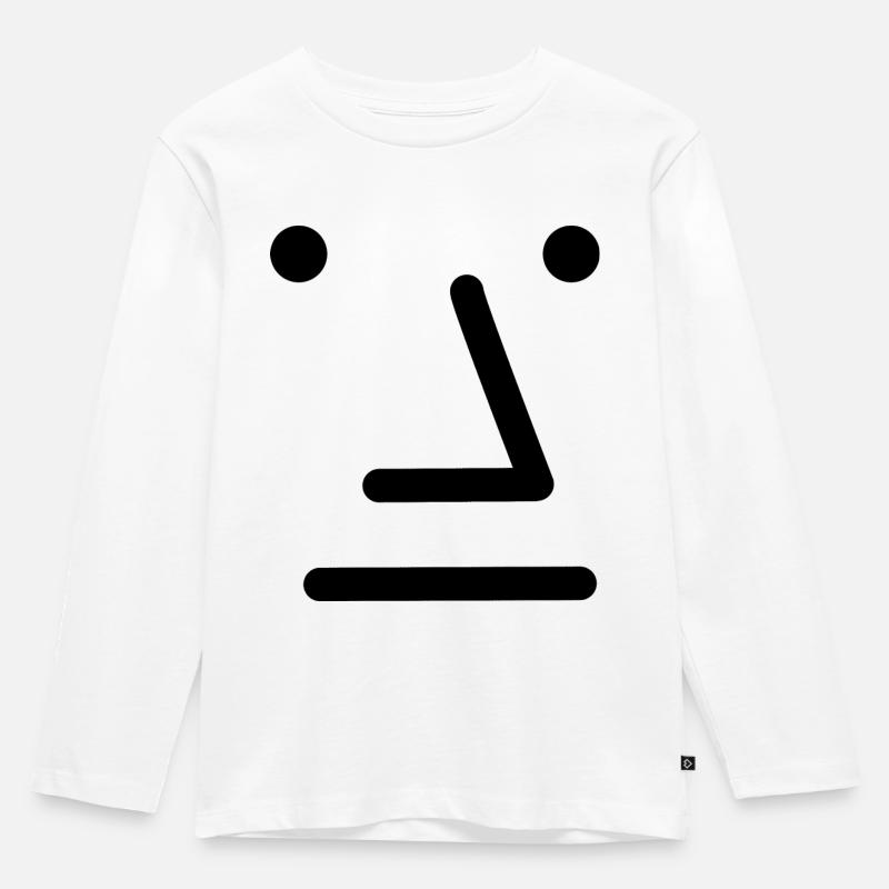 Klassisches NPC Wojak Gesicht - 4chan Meme - Kinder Premium Bio Langarmshirt - Weiß