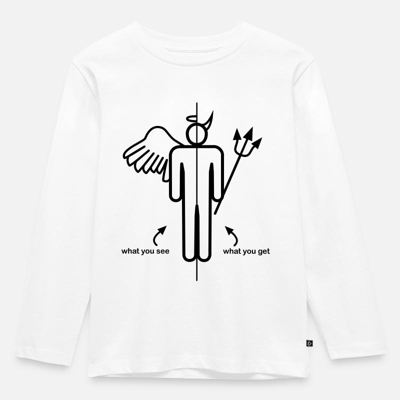 Engel Teufel Strichmännchen - Kinder Premium Bio Langarmshirt - Weiß