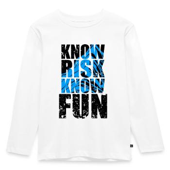 Know Risk know fun motto - Kids' Premium Longsleeve Shirt - white - Front - AI Model Kid Female (0cm)