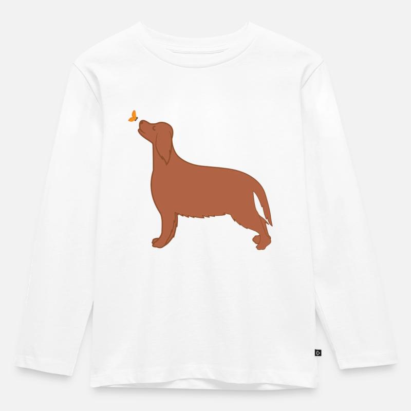 Irish Setter mit Schmetterling Irish Setter Halter - Kinder Premium Bio Langarmshirt - Weiß