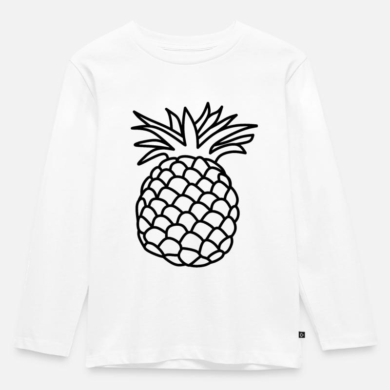 Ananas - Kinder Premium Bio Langarmshirt - Weiß