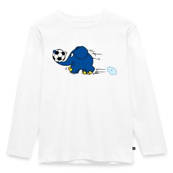 Der Elefant spielt Fussball - Kinder Premium Bio Langarmshirt - Weiß - Vorne - AI Model Kid Female (0cm)