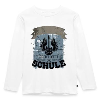 Einschulung Schule Rocken Personalisierbar - Kinder Premium Bio Langarmshirt - Weiß - Vorne - AI Model Kid Female (0cm)
