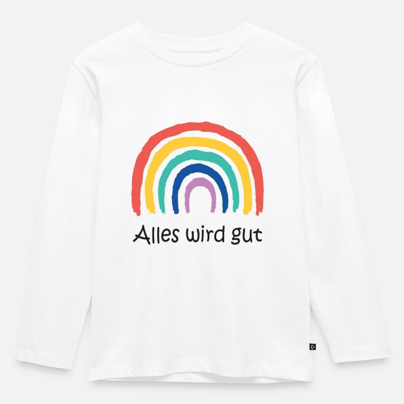 Corona Regenbogen Alles wird gut - Kinder Premium Bio Langarmshirt - Weiß