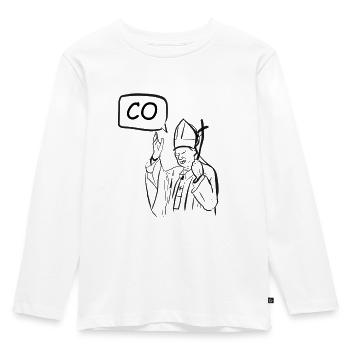 Papst Pole Johannes Paul II. Text WAS Comic Zitat - Kinder Premium Bio Langarmshirt - Weiß - Vorne - AI Model Kid Female (0cm)