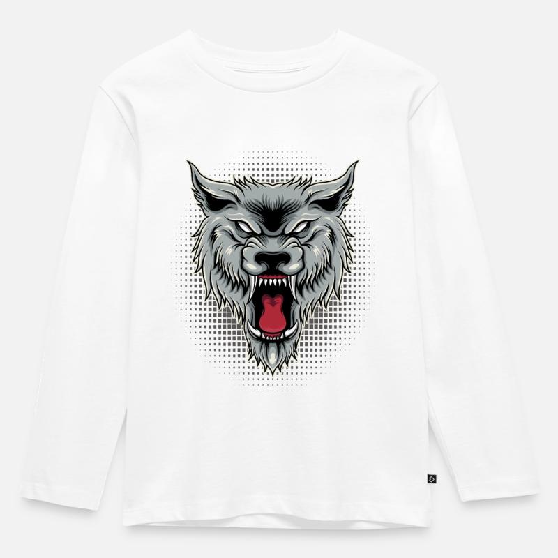 Wilder Wolf | Wolfsrudel - Kinder Premium Bio Langarmshirt - Weiß