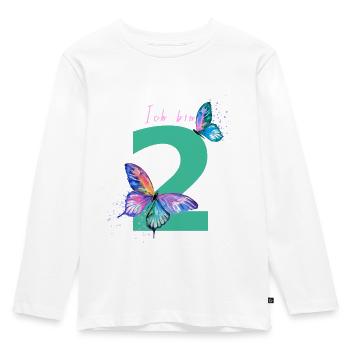 Je suis une fille d'anniversaire de 2 papillons - T-shirt manches longues Premium Enfant - blanc - Devant - AI Model Kid Female (0cm)