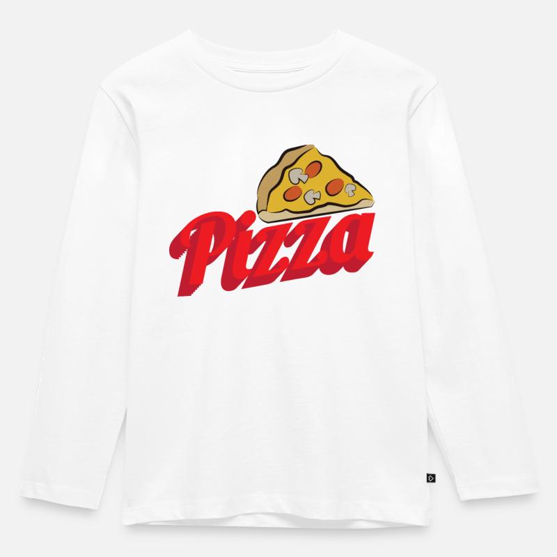 Pizza - Kinder Premium Bio Langarmshirt - Weiß