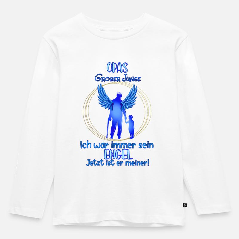 Opas Junge, Gedenken Engel Erinnerung Geschenk - Kinder Premium Bio Langarmshirt - Weiß