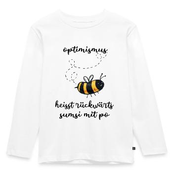 Optimism means backwards Sumsi with butt - Kids' Premium Longsleeve Shirt - white - Front - AI Model Kid Female (0cm)