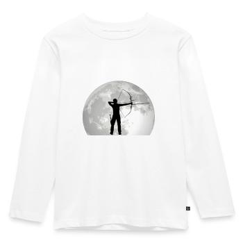 Bogenschütze Mond Bogenschießen Pfeil und Bogen - Kinder Premium Bio Langarmshirt - Weiß - Vorne - AI Model Kid Female (0cm)