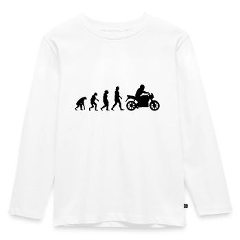 Motorradfahrer Evolution Motorrad Biker - Kinder Premium Bio Langarmshirt - Weiß - Vorne - AI Model Kid Female (0cm)