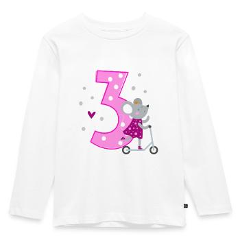 3. Geburtstag / Drei / Maus - Kinder Premium Bio Langarmshirt - Weiß - Vorne - AI Model Kid Female (0cm)