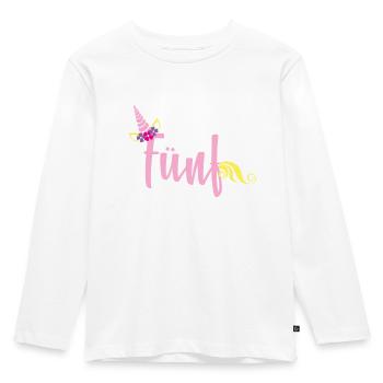 5ème anniversaire Licorne - T-shirt manches longues Premium Enfant - blanc - Devant - AI Model Kid Female (0cm)