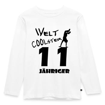 D00315 Welt coolster 11 jähriger - Kinder Premium Bio Langarmshirt - Weiß - Vorne - AI Model Kid Female (0cm)