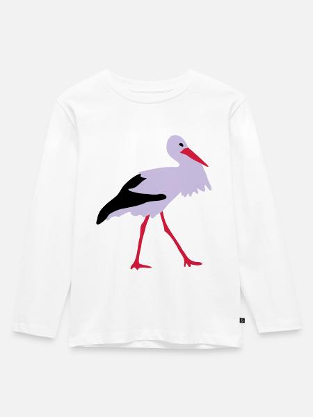 Storch - Kinder Premium Bio Langarmshirt - Weiß
