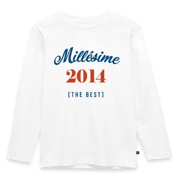 MILLESIME 2014, anniversaire 7 ans personnalisé - T-shirt manches longues Premium Enfant - blanc - Devant - AI Model Kid Female (0cm)