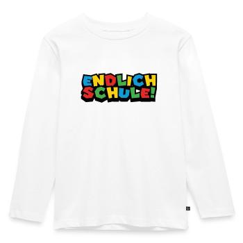 ENDLICH SCHULE - EINSCHULUNG - SCHULANFÄNGER - Kinder Premium Bio Langarmshirt - Weiß - Vorne - AI Model Kid Female (0cm)