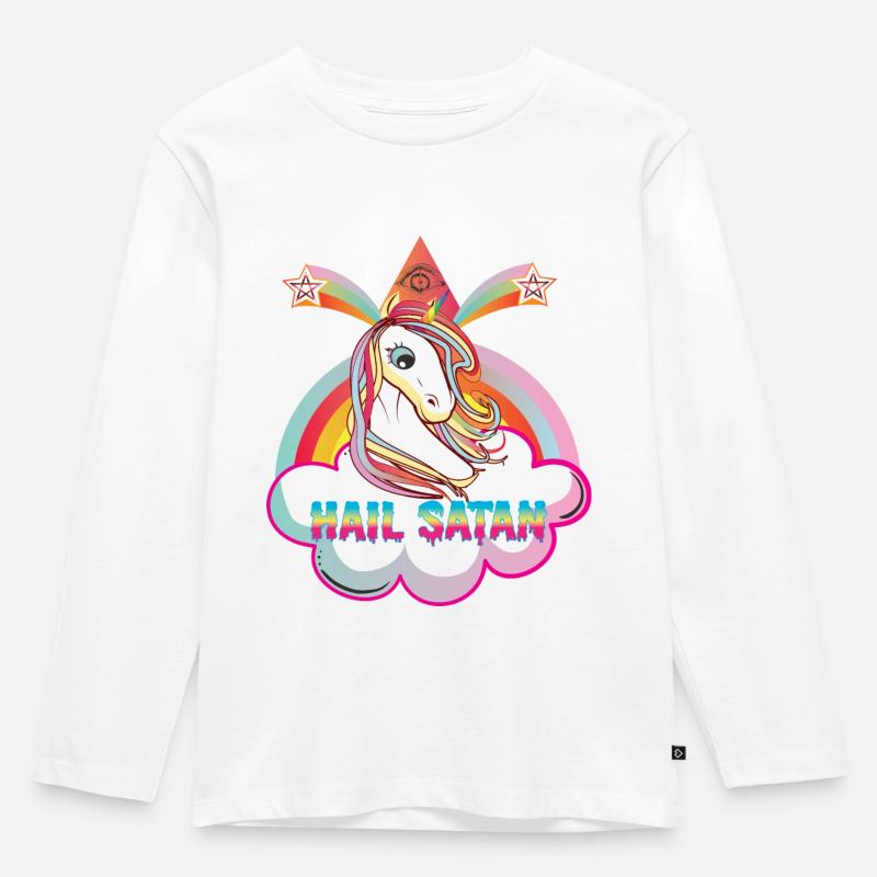 HAIL SATAN ! - Kinder Premium Bio Langarmshirt - Weiß