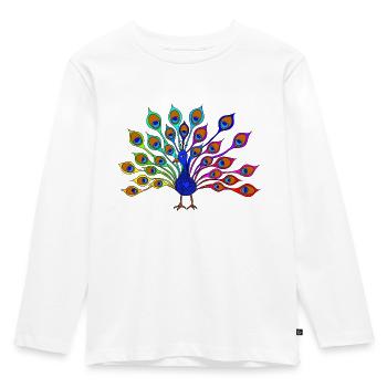 bunter Pfau - Kinder Premium Bio Langarmshirt - Weiß - Vorne - AI Model Kid Female (0cm)