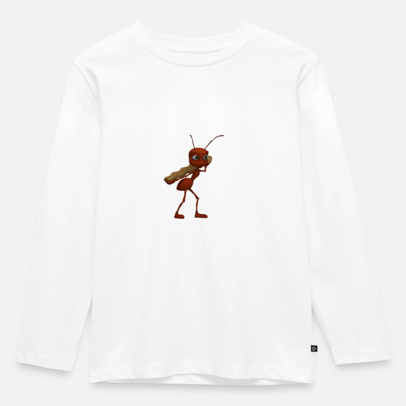 Ameise Fleißig - Kinder Premium Bio Langarmshirt - Weiß