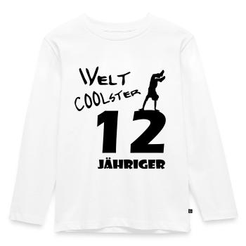 D00316 Welt coolster 12 jähriger - Kinder Premium Bio Langarmshirt - Weiß - Vorne - AI Model Kid Female (0cm)