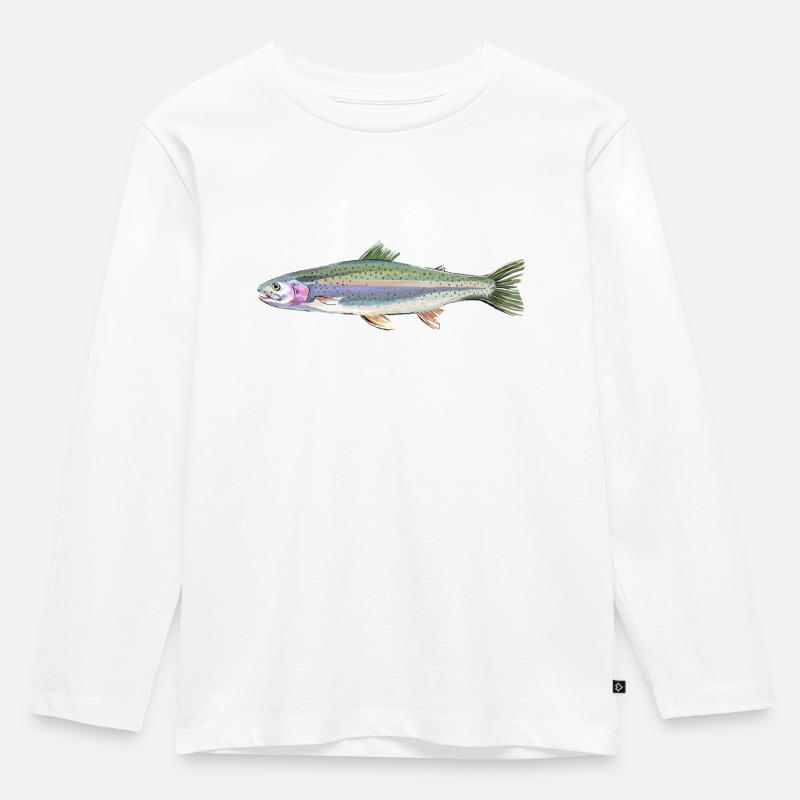 Forelle - Kinder Premium Bio Langarmshirt - Weiß