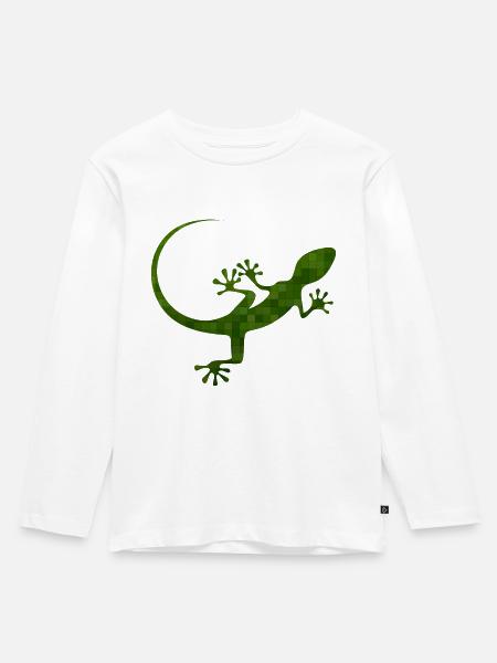 grüne Eidechse - Kinder Premium Bio Langarmshirt - Weiß
